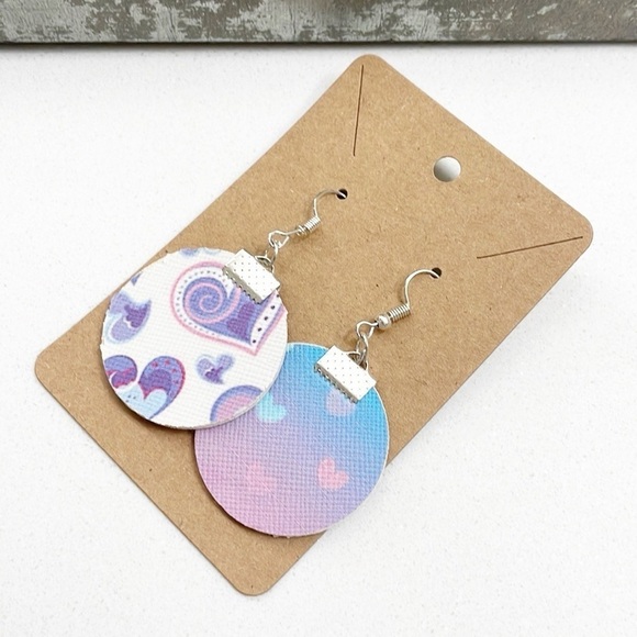 Jewelry - Heart print hand made earrings